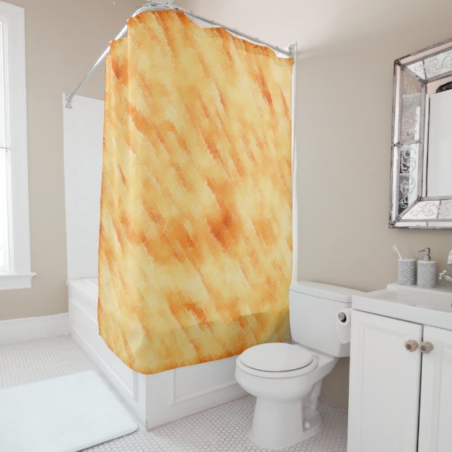 Rustic mango yellow like textured painting shower curtain (In Situ)