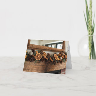 Rustic Mantle Holiday Card 