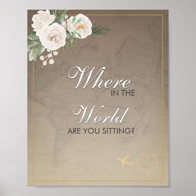 Rustic Map Bridal Shower Seating Sign  (Front)