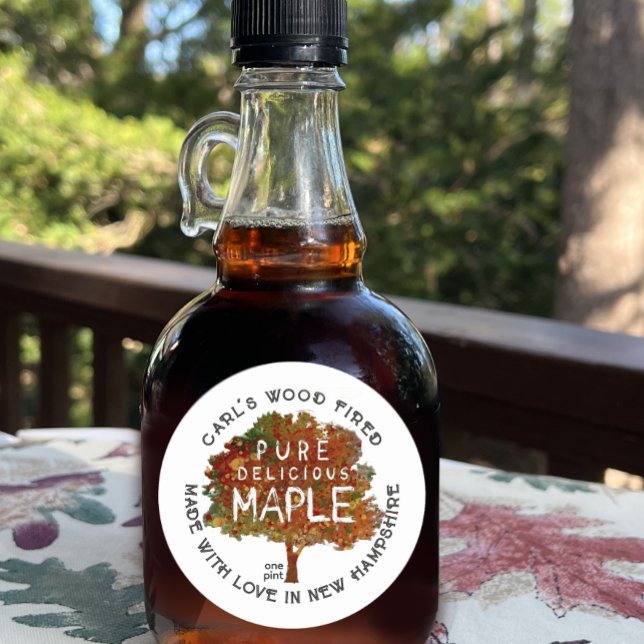 RUSTIC MAPLE autumn colours pure maple syrup  Classic Round Sticker (Creator Uploaded)
