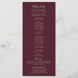 Rustic Maple Leaf Fall Wedding Program Programme