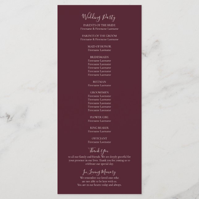 Rustic Maple Leaf Fall Wedding Program Programme (Back)