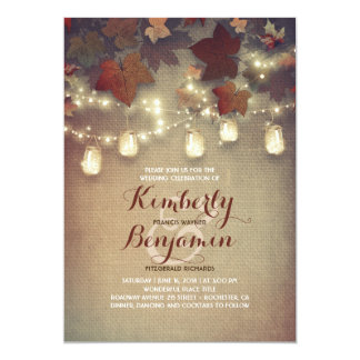Rustic Maple Leaves And Mason Jars Fall Wedding Card Rustic Maple Leaves And Mason Jars Fall Wedding Card