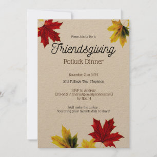 Rustic maple leaves - Friendsgiving Invitation