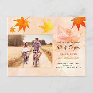 Rustic Maple Wedding Photo Save the Date Postcard