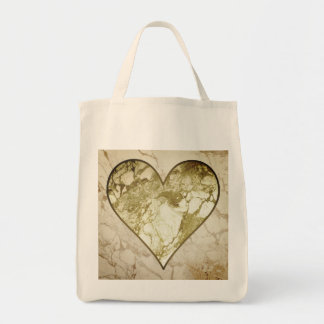 Rustic Marbled Heart Tote Bag