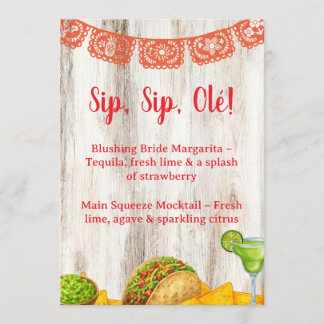 Rustic Margarita Bar Sign | Neutral Fiesta Bridal Invitation
