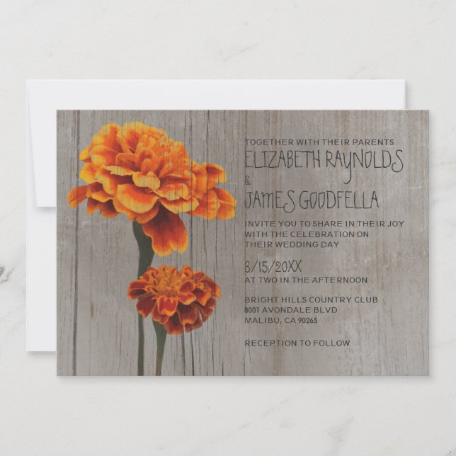 Rustic Marigolds Wedding Invitations (Front)
