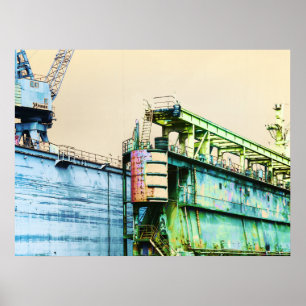 Rustic Maritime Hamburg Shipyard Dry Dock Crane Poster