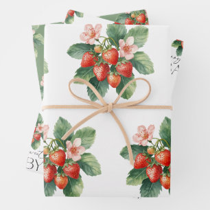 Rustic Market Strawberry Berry Sweet Baby Shower Wrapping Paper Sheet