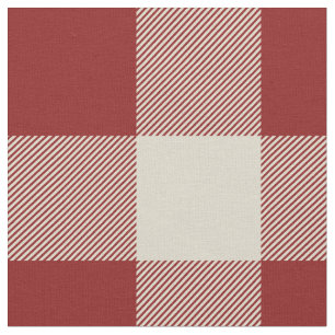 Rustic Maroon and Beige Buffalo Plaid Fabric