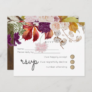 Rustic Maroon Ginger Blush Wedding RSVP Invitation Postcard