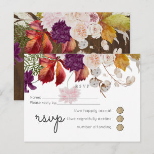 Rustic Maroon Ginger Blush Wedding RSVP Invitation Postcard