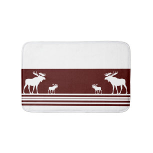 Rustic maroon moose memory foam bath mat