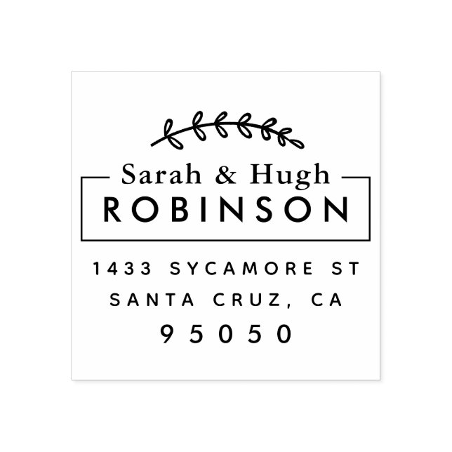 Rustic Married Couple Return Address Wedding Gift Rubber Stamp (Imprint)