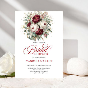 Rustic Marsala Floral Bridal Shower Invitation
