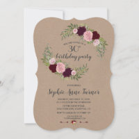 Rustic Marsala Floral Craft Paper Birthday Party