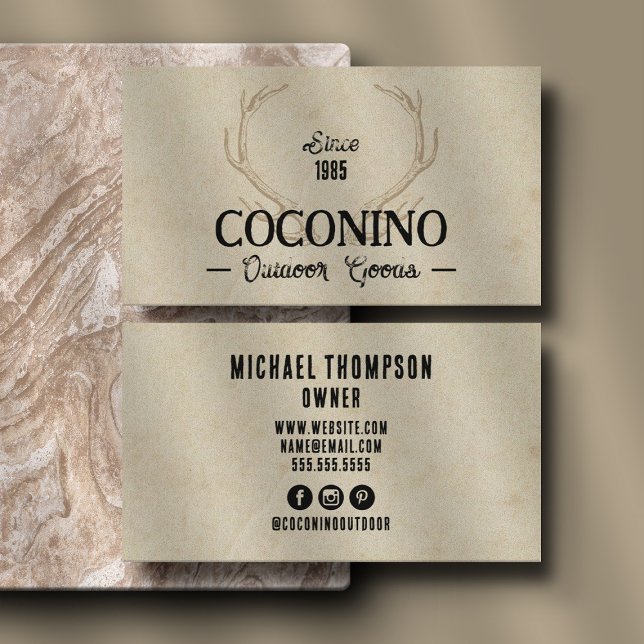 Rustic Masculine Antlers Outdoor Deer Business Card (Rustic Masculine Antlers Outdoor Deer Business Card)