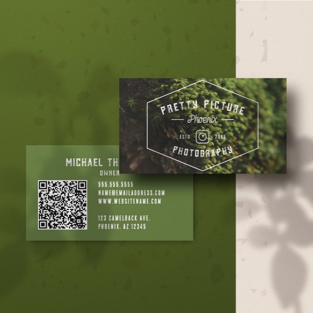 Rustic Masculine Geometric Greenery Photography Business Card (Rustic Masculine Geometric Greenery Photography Business Card)