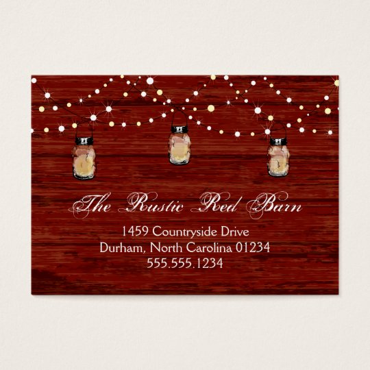 Rustic Mason Jar and Lights Business Card