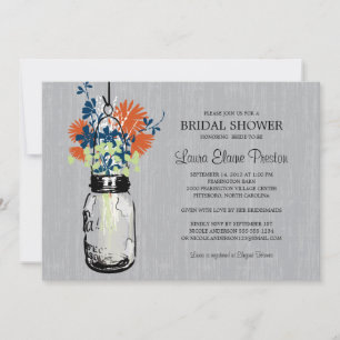 Rustic Mason Jar and Wildflowers Invitation