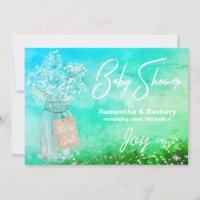 *~* Rustic Mason Jar Baby Breath Shower