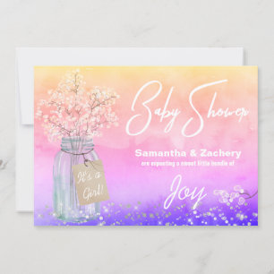 *~ Rustic Mason Jar Baby Shower Baby Breath Invitation