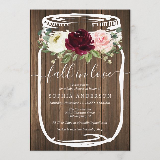 Rustic Mason Jar Baby Shower Invitation (Front)