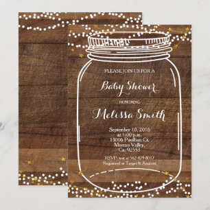 Rustic Mason Jar Baby Shower Invite card