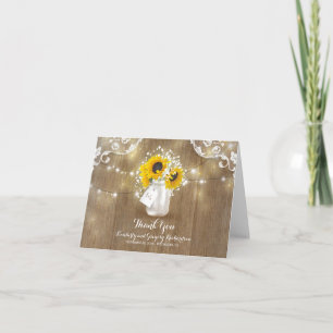 Rustic Mason Jar Baby's Breath Sunflower Thank You