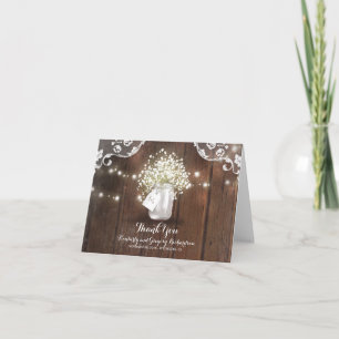 Rustic Mason Jar Baby's Breath Wedding Thank You Card