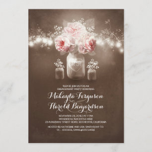 rustic mason jar barn lights engagement party invitation