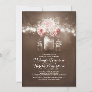 rustic mason jar barn wedding rehearsal dinner invitation