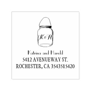 Rustic Mason Jar Barn Wedding Self-inking Stamp