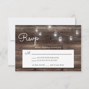 Rustic Mason Jar Barn Wood RSVP Card