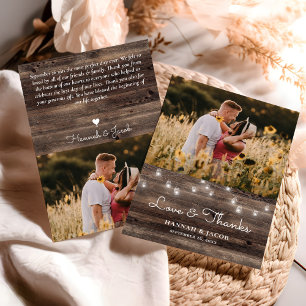 Rustic Mason Jar Barn Wood Wedding Thank You Card