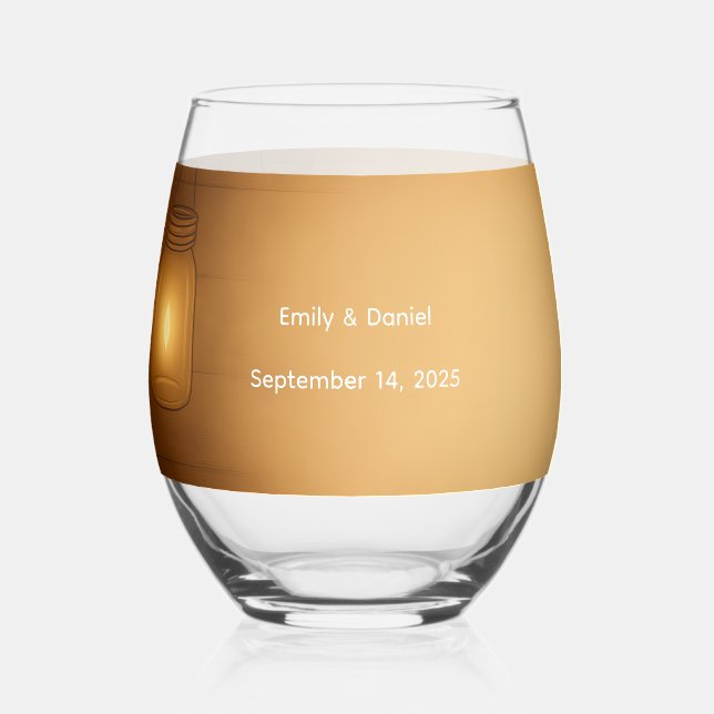 "Rustic Mason Jar Berry Wedding Glasses  (Front)