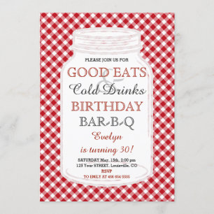 Rustic Mason Jar Birthday BBQ Invitation