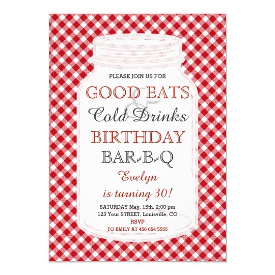 Rustic Mason Jar Birthday BBQ Invitation