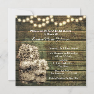 Rustic Mason Jar Bridal Shower Invitation