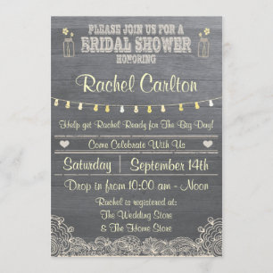 Rustic Mason Jar Bridal Shower Invitation