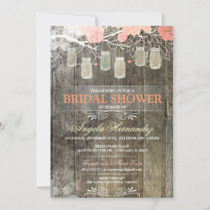 Rustic Mason Jar Bridal Shower Invitation