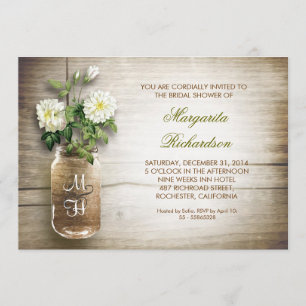 rustic mason jar bridal shower invitations