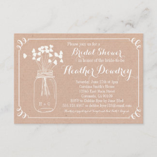 Rustic Mason Jar Bridal Wedding Shower Invitation