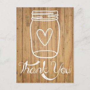 Rustic Mason Jar Brown Wood Postcard