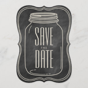 RUSTIC MASON JAR CHALKBOARD SAVE THE DATE