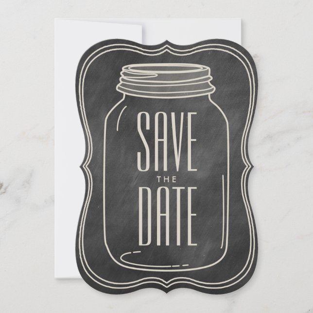 RUSTIC MASON JAR | CHALKBOARD SAVE THE DATE (Front)