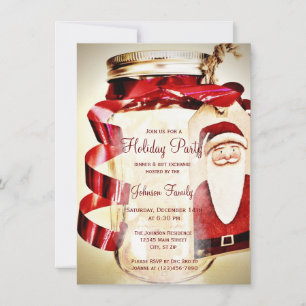 Rustic Mason Jar Christmas Party Invitations