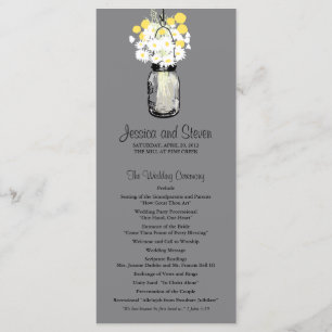 Rustic Mason Jar Daisies Wildflowers Program Programme