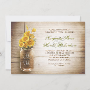 rustic mason jar engagement party invitations